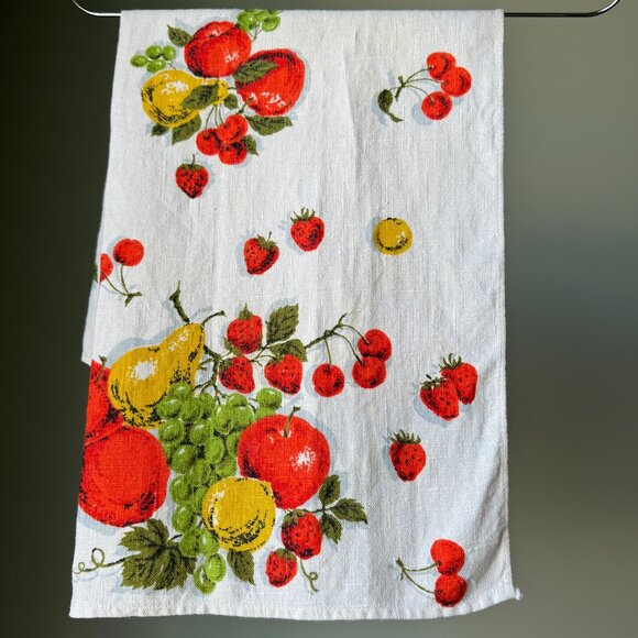 Pure Linen Vintage Kitchen Dishcloth Hand Towel Mixed Fruits - Picture 7 of 15